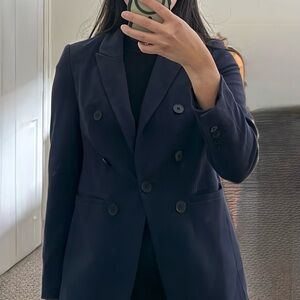 Express Women's Midnight Blue Double-Breasted Blazer